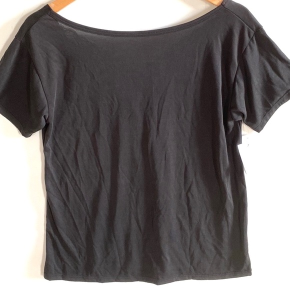 Blue/Grey Black Short-sleeve tee with v laced back, Size M, NWT - Picture 3 of 9